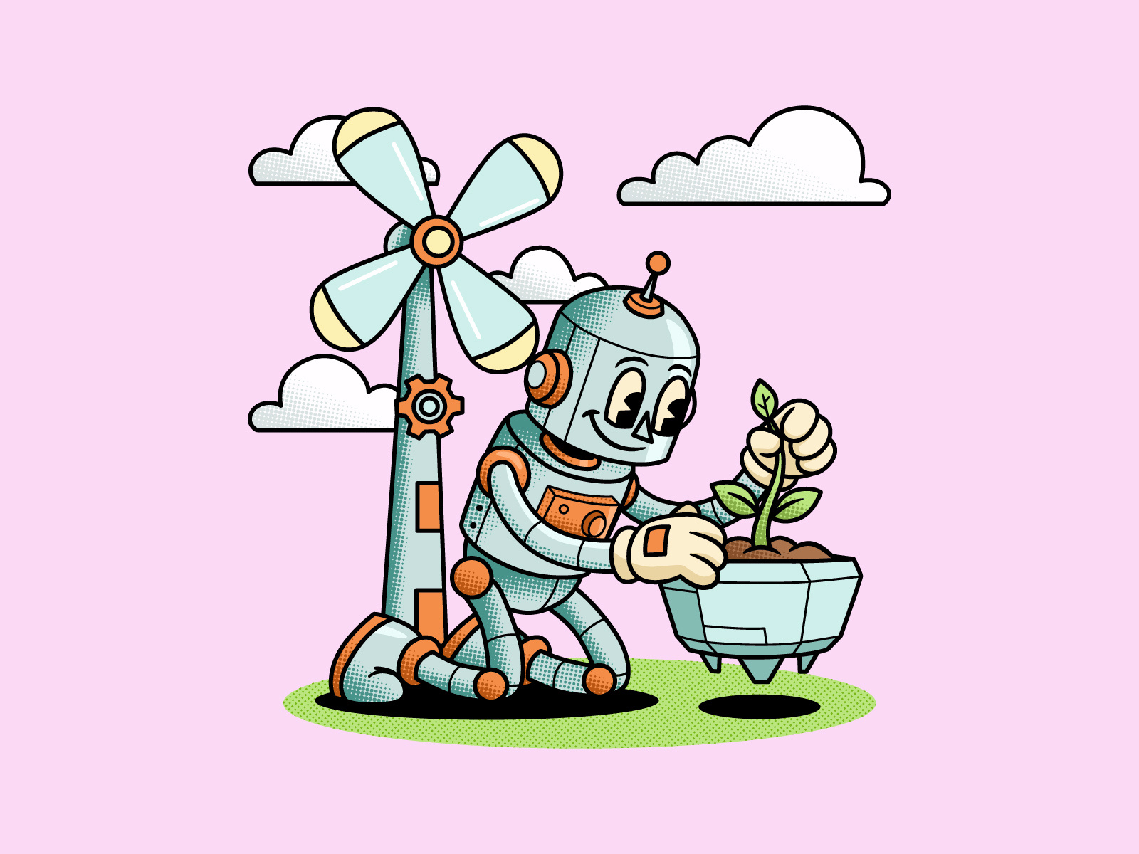 Example of Retro Rubber Hose Mascot Design