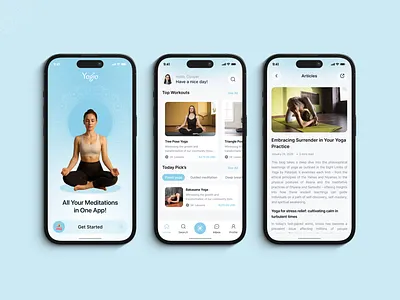 Yogio — Smart Yoga & Wellness App UI Design clean design digital wellness fitness mobile app health app ios app design lifestyle app meditation app minimal ui mobile ui modern interface modern ui product design shakibuiux smart app design ui design uiux ux design wellness app workout app yoga app
