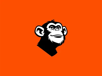 Relaxed Chimpanzee Logo animal branding chimp chimpanzee cute design face icon identity illustration logo mark mascot monkey nature primate relaxed symbol vector zoo