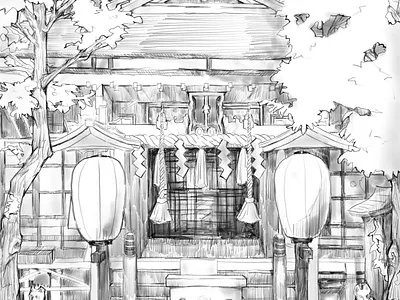 Lovely temple 2d art anime art concept art design digital illustration enviroment landscape