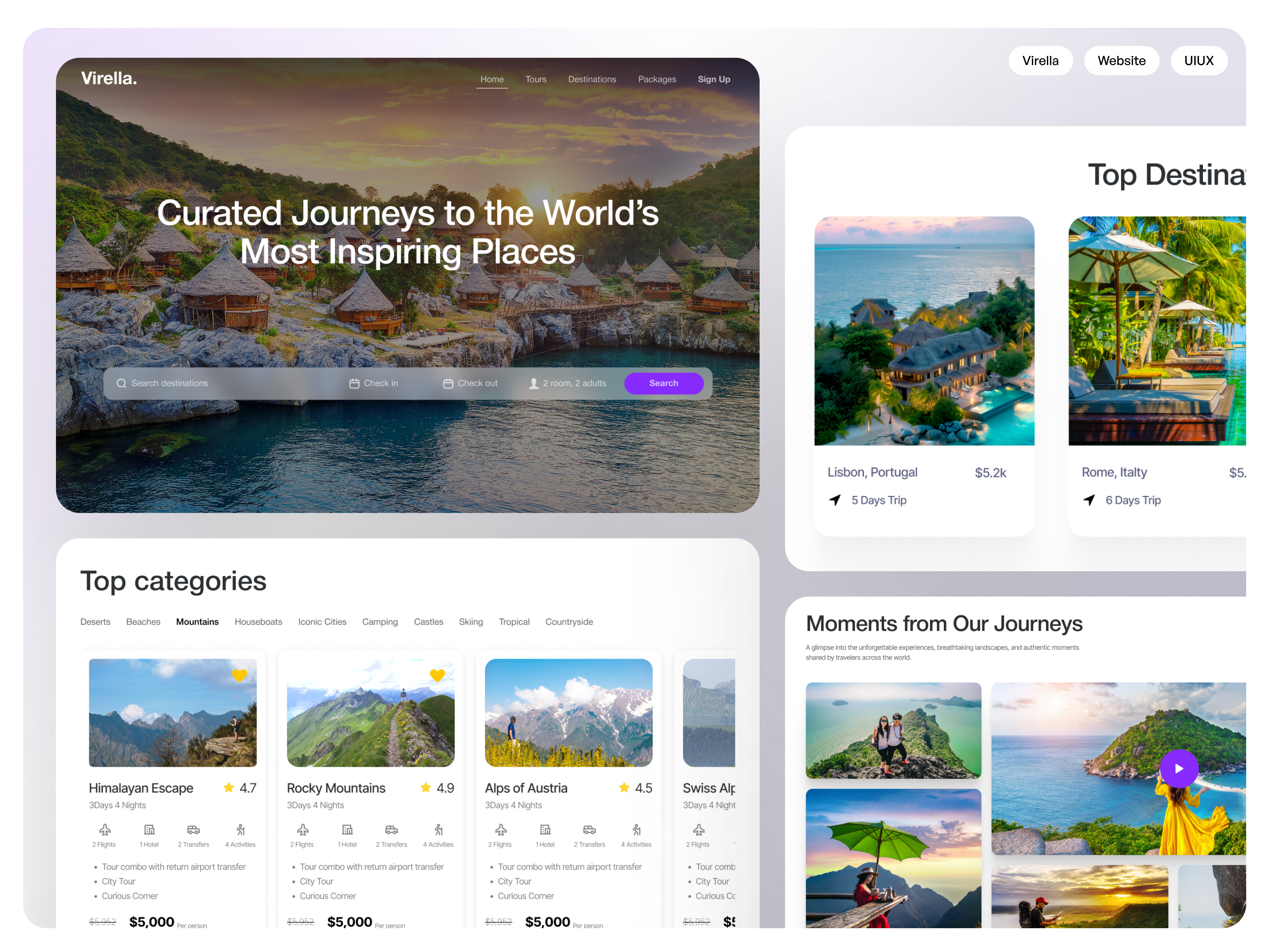 Curated Travel Agency & Journey Planner Website adventure agency website booking platform design destination hero section holiday kinetic glyph landing page lifestyle mehbubur rahman tourism travel website trip planner trip website ui uiux vacation website website design