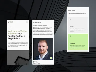 Mobile Fragments from About Us Page – Veritas Partners adaptive business corporate graphic design law madeonwebflow minimalism mobile people responsive web design team ui ux web page webdwsign webflow