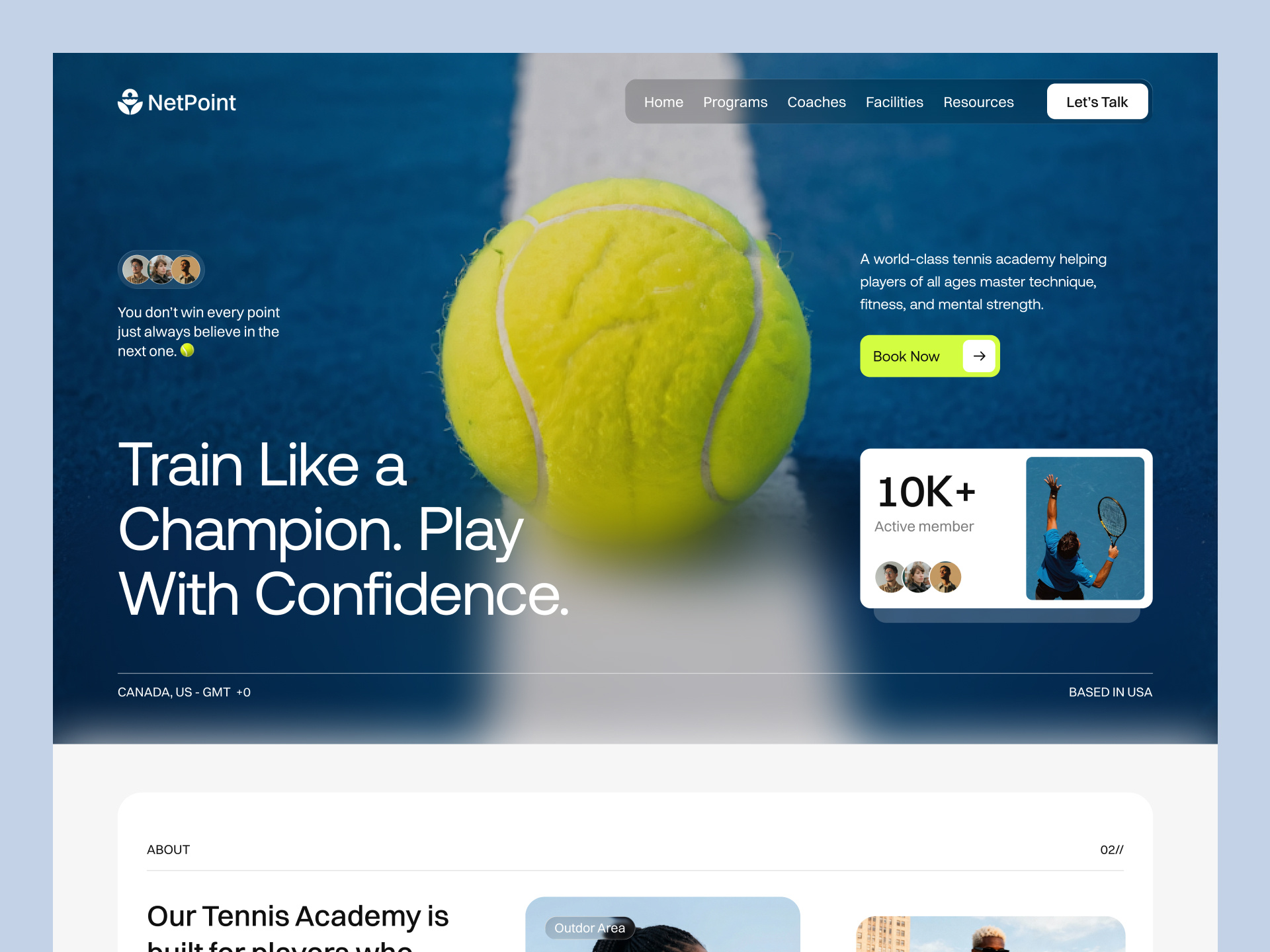 NetPoint – Tennis Academy Website UI/UX brand design branding logo olynex sports tennis ui ui design uiux user interface ux web design website