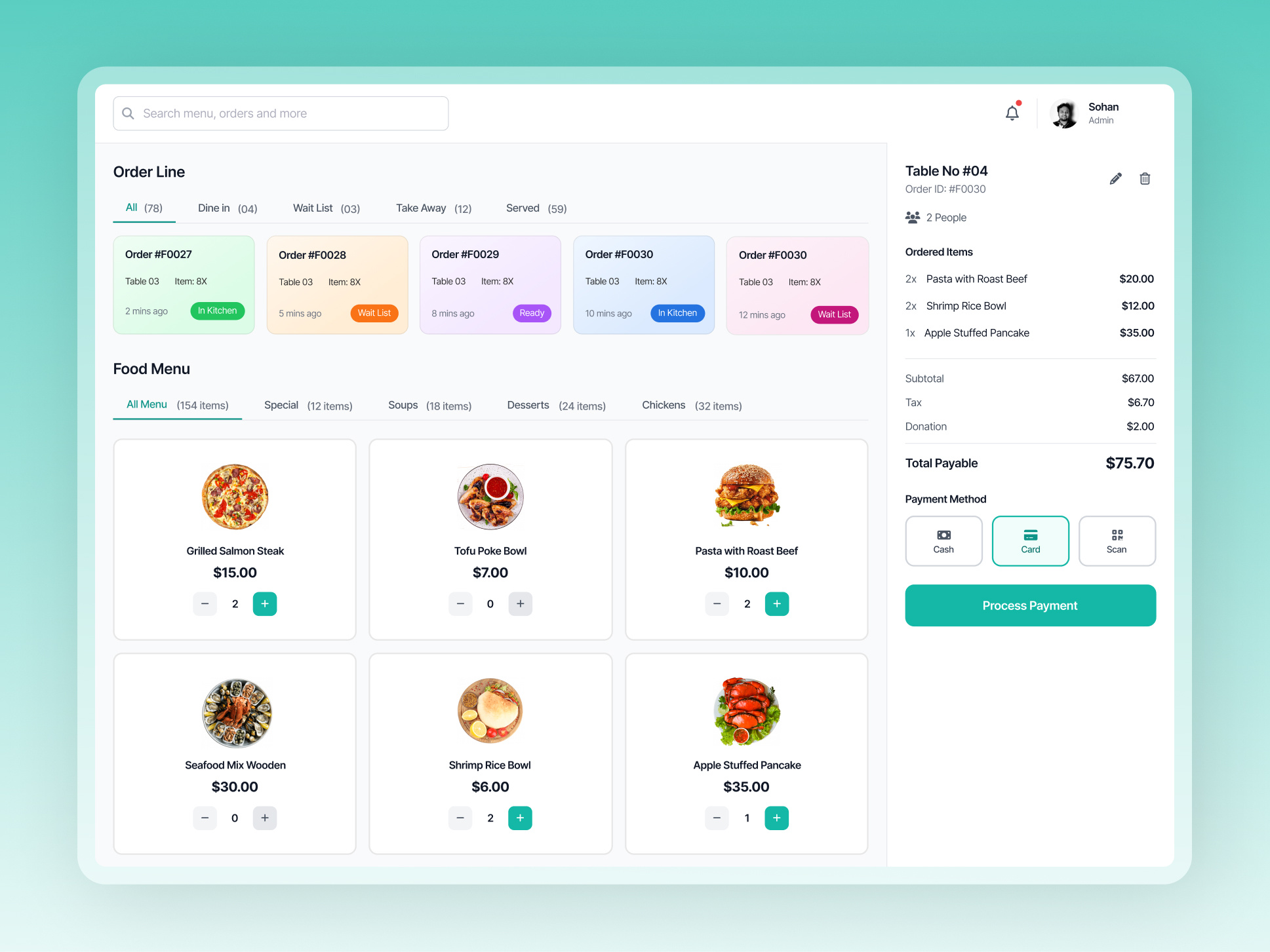 Restaurant POS System - Dashboard UI Design clean ui dashboard data visualization food modern dashboard order dashboard point of sale pos dashboard pos system product design restaurant dashboard restaurant pos restaurant pos system saas dashboard saas design saas marketing dashboard sales dashboard software design user interface ux