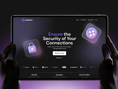 Protection of personal data | UI/UX design concept connection cta dapps dark mode design agency header logo platform security ui design uiux ux