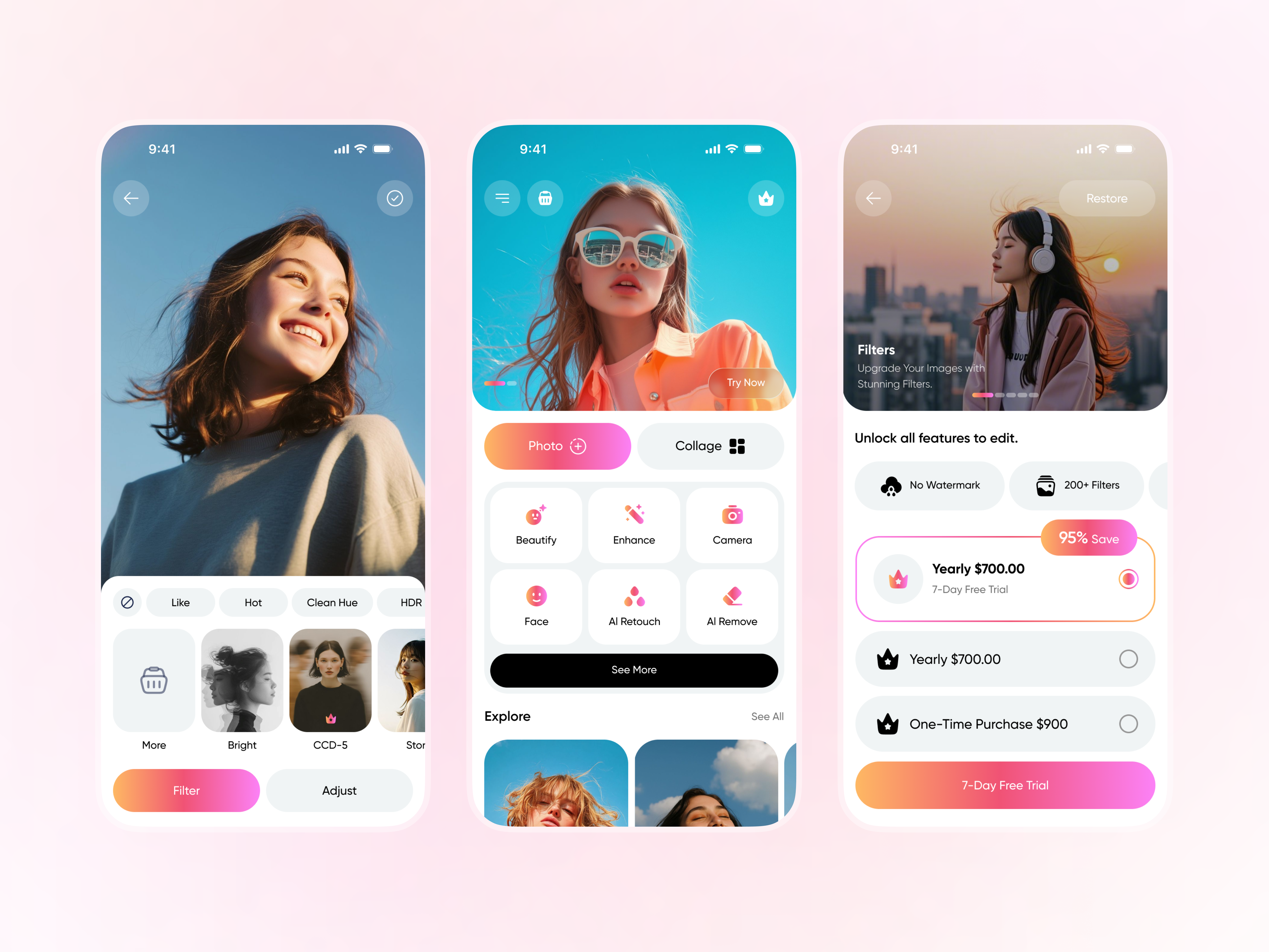 AI Photo Editor Mobile App ai ai app ai editor ai mobile app ai photo editor ai tools app design image enhancer app ios design mobile app mobile app design mobile ui photo editing app