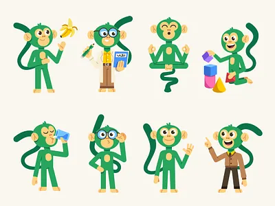HyperMonkey App Mascot adhd app art character design illustration mascot monkey onboarding vector