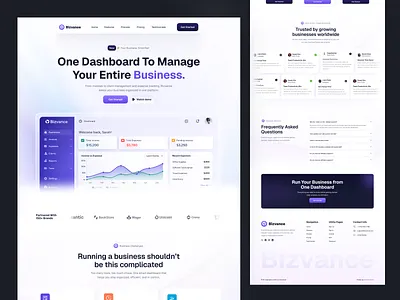 Bizvance — Business Management SaaS landing Page b2b website business dashboard business management saas business management tool business management website dashboard fintech saas landing landing page management saas saas dashboard saas ui design seative startup saas task management task management ui ui ux ui design website