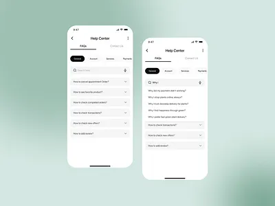Help Center FAQs UI contact contactus faqs helpcenter queiry