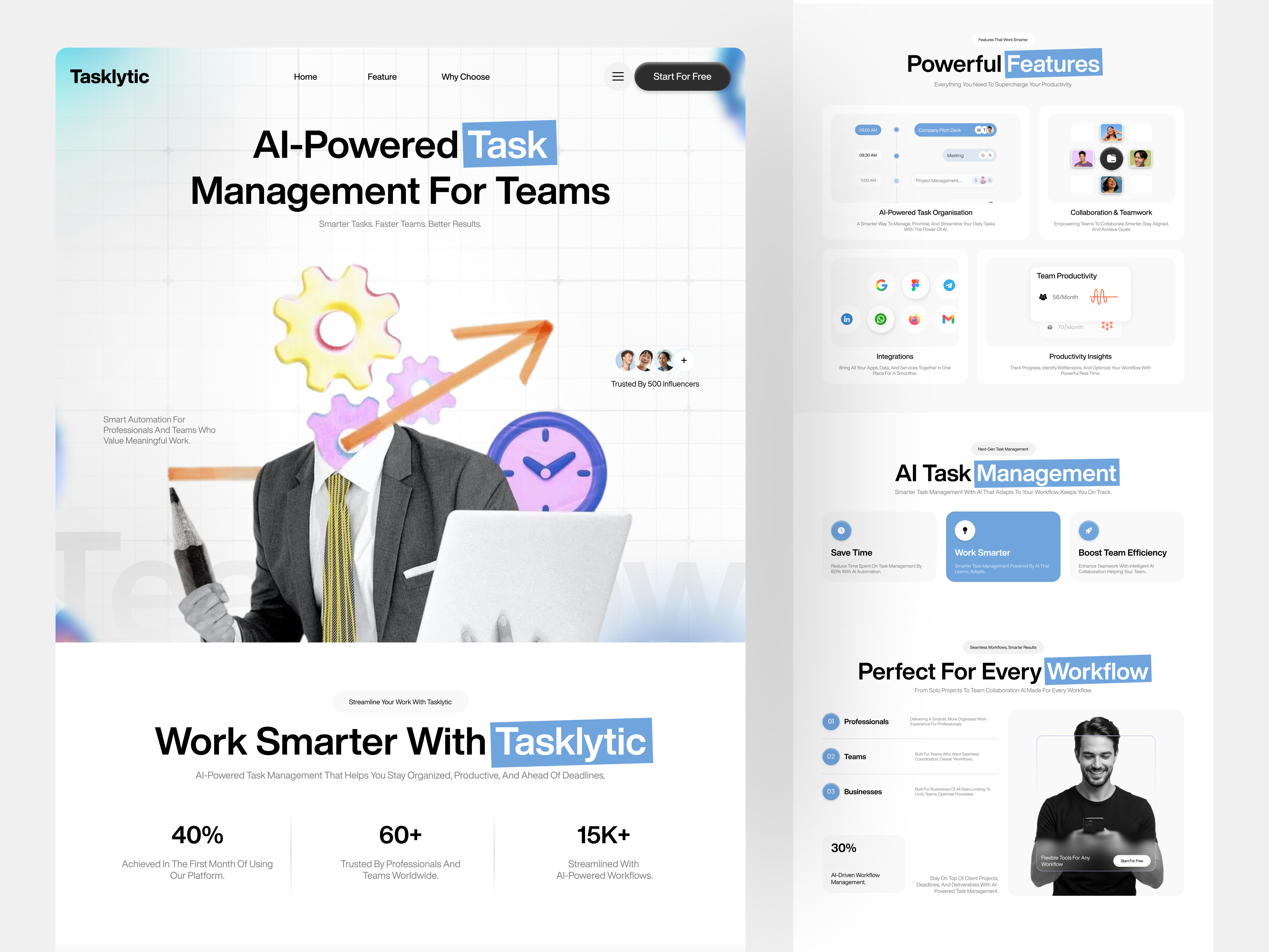 Example of Tasklytic — AI Task Management & SaaS Landing Page Design