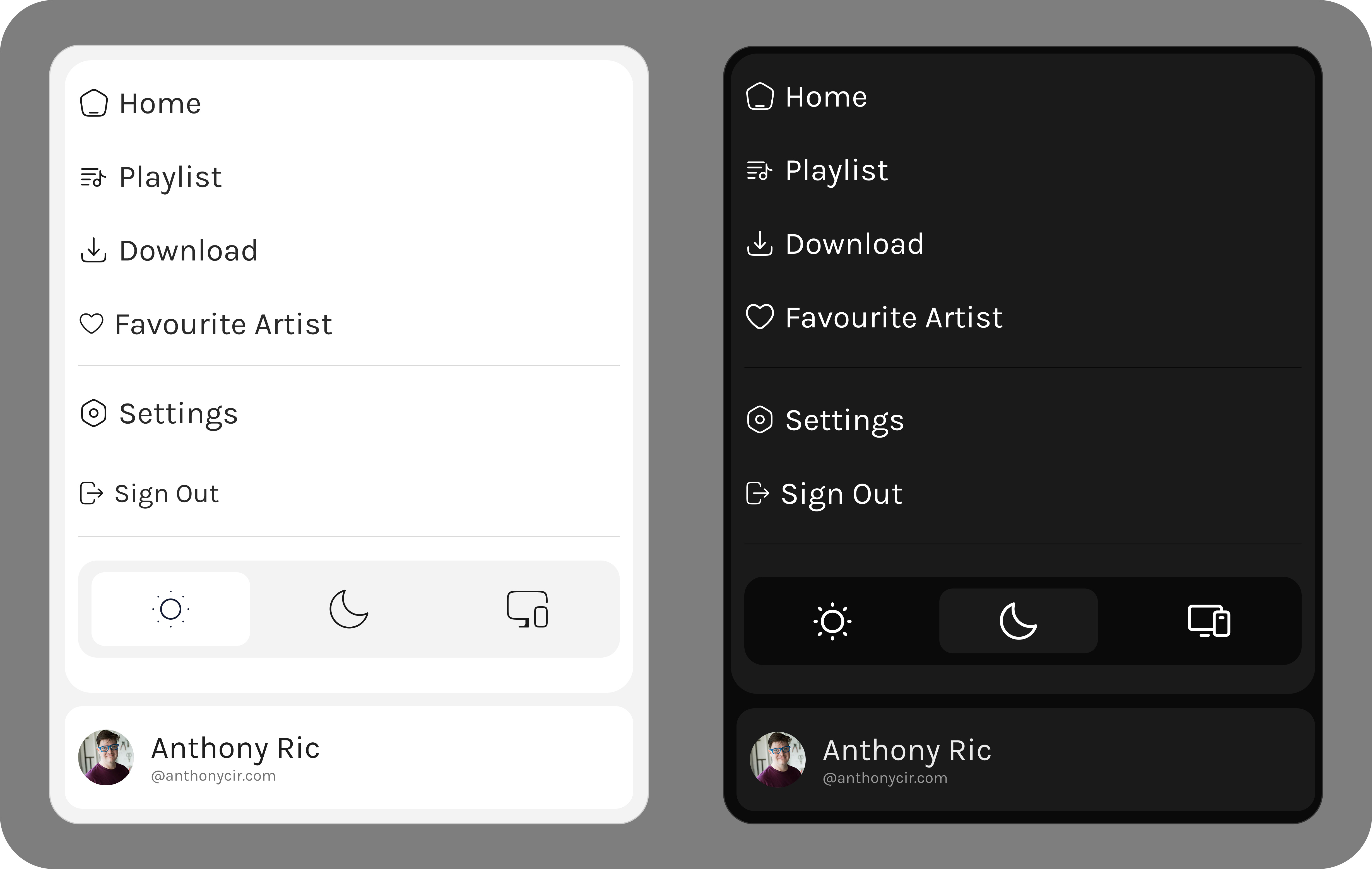 Navigation UI (Light & Dark) dashboard minimal navigation product productdesign ui ux