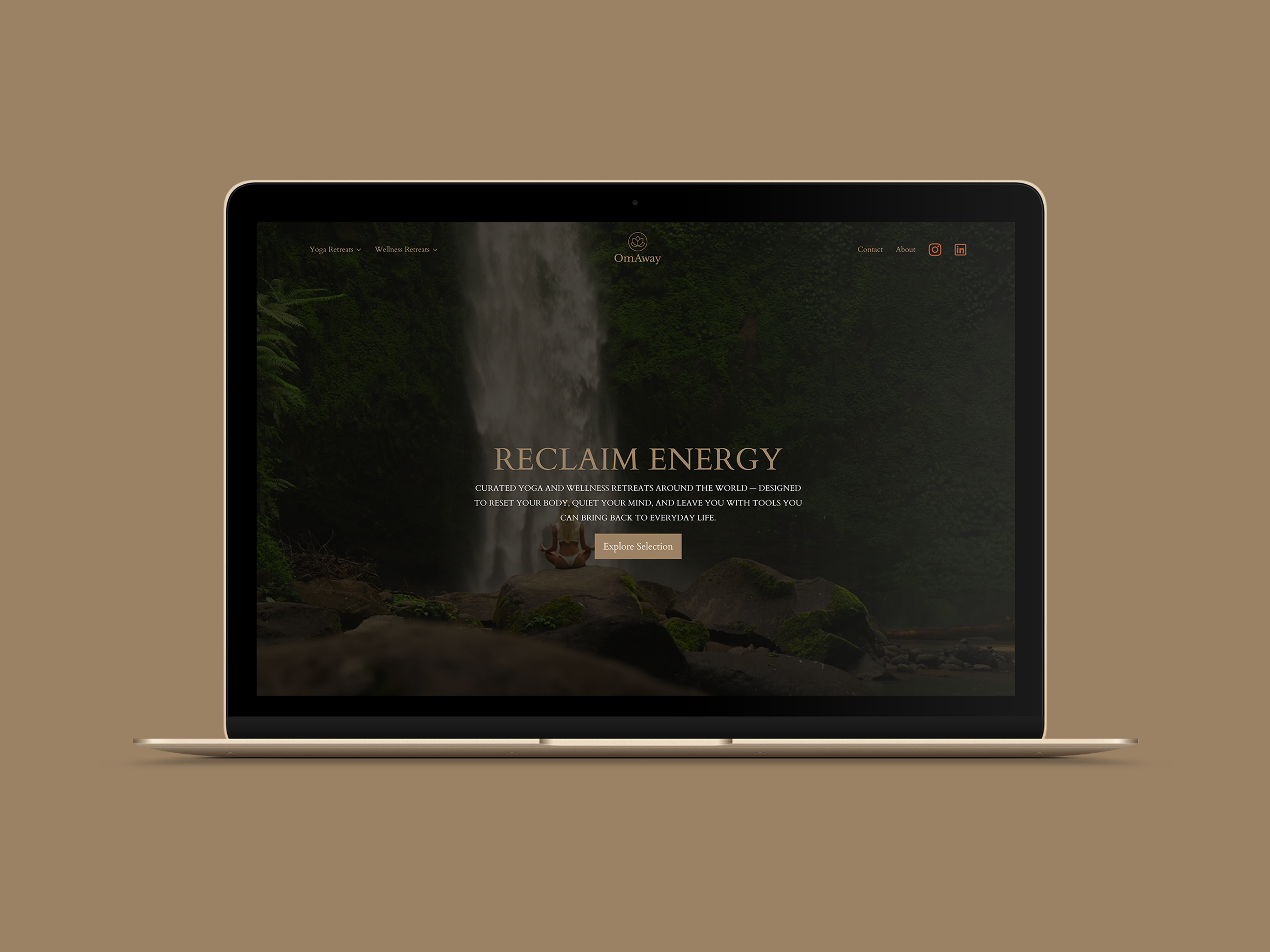 Web Redesign - Om Away - Figma & WordPress branding luxury seo technical seo ui ux wellness wordpress