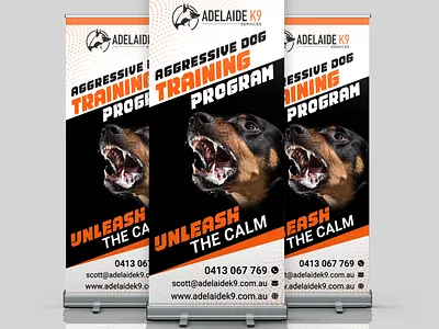 Dog Training Rollup Banner aggressive dog animal training banner design canine control canine training dog behavior dog handler dog obedience dog services dog training k9 branding k9 services k9 training marketing design pet branding pet care pet training print design rollup banner visual branding