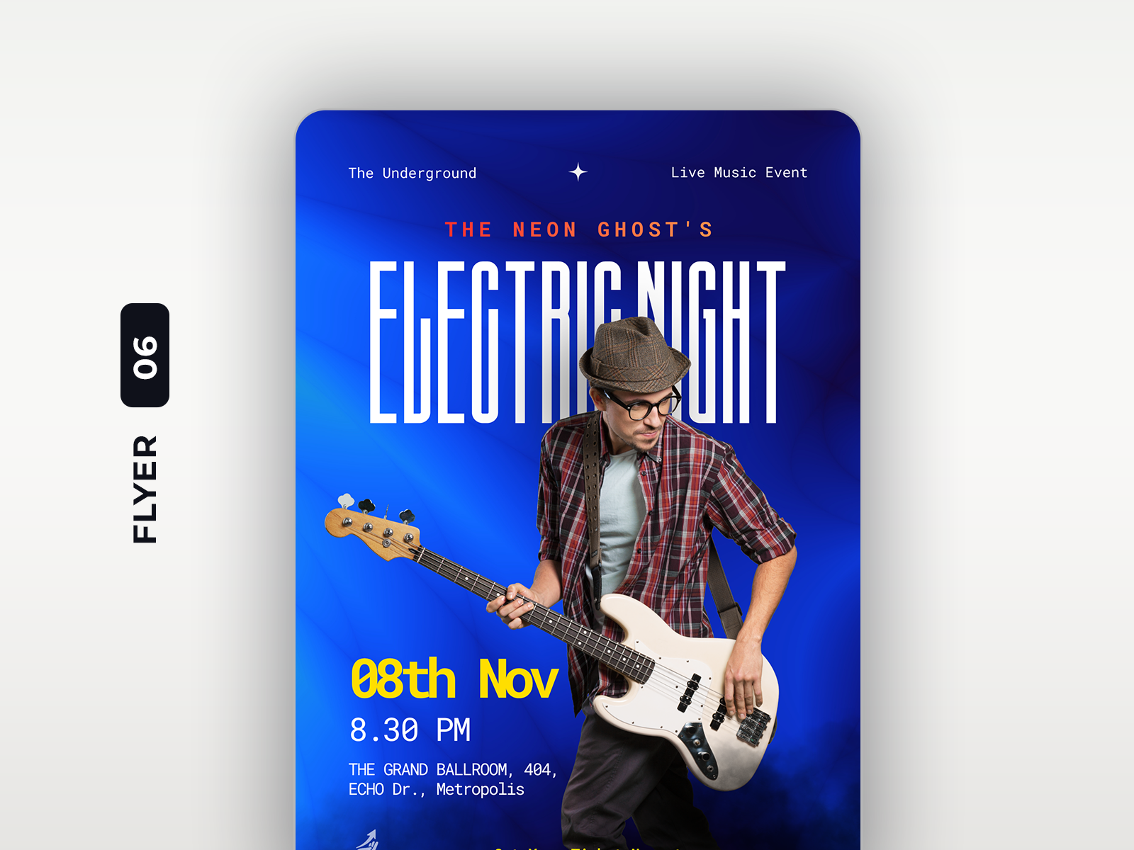 Night Electric – Live Electronic Concert Flyer graphic design