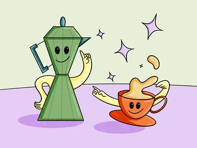 Espresso 2d abstract cartoon coffee cup drink editorial espresso fun illustration moka moka pot procreate
