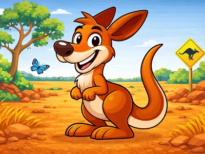 Happy Kangaroo Illustration, Cartoon Kangaroo Character animal animated australia banner beehaya cartoon character cover cute design dribbble graphic design illustration illustrator kangaroo mascot vector
