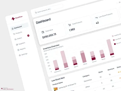 StockFlow: Stock Management Dashboard admin analytics b2b business clean dashboard e commerce enterprise graphic design inventory logistics management minimalist modern productivity retail saas stock management store ui design