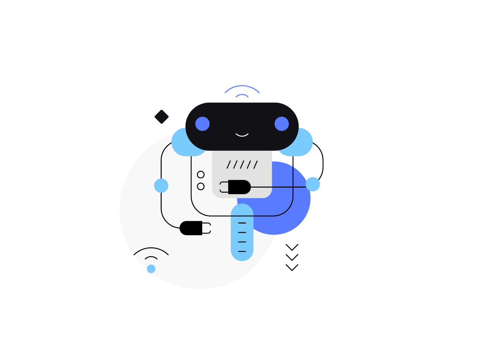 High tech Spots character flat high tech icon illustration infographics robot set