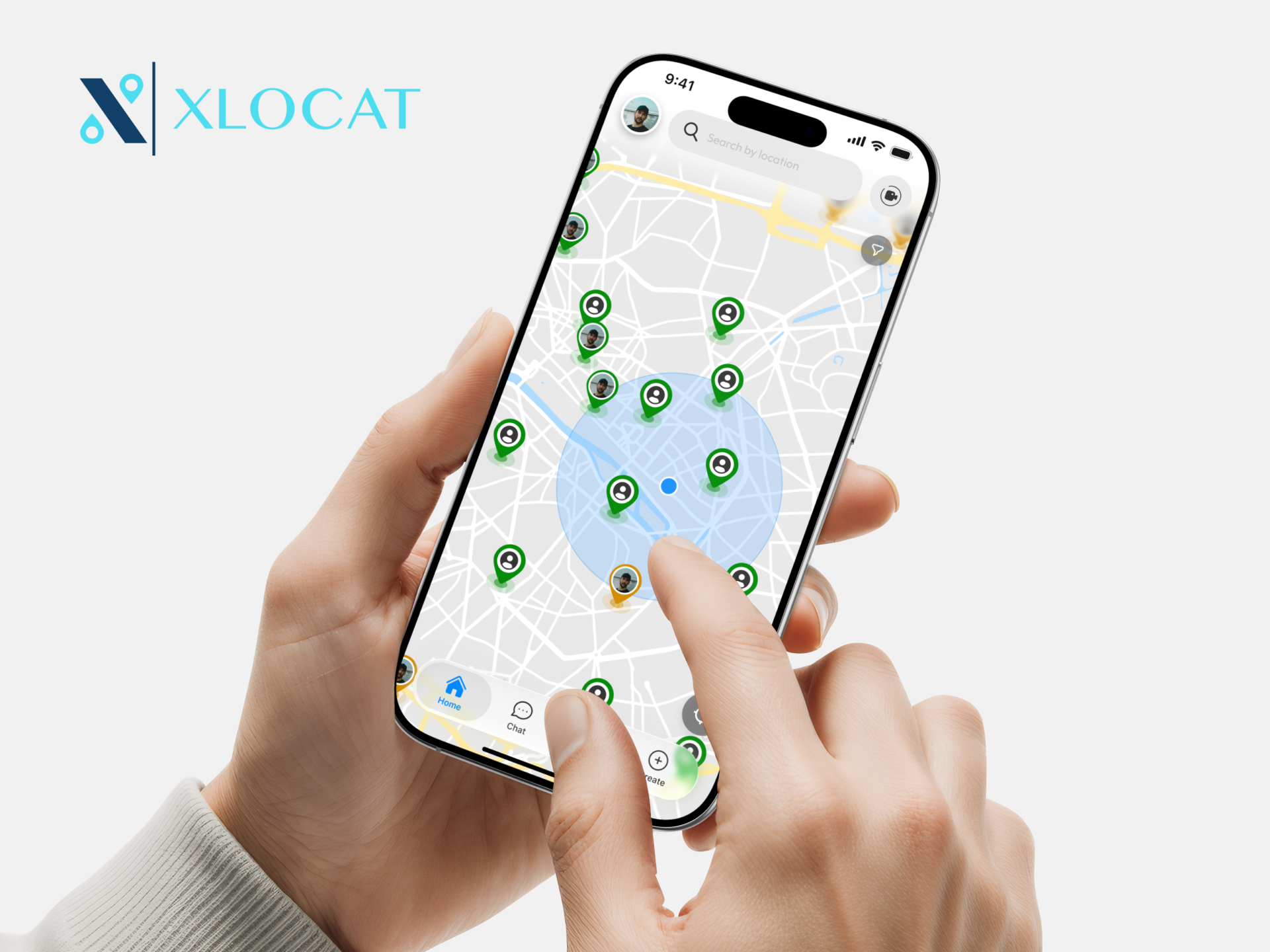Xlocat – Live Streaming Marketplace Map app design live map livestreaming location map mobile app streaming surrounding ui ux
