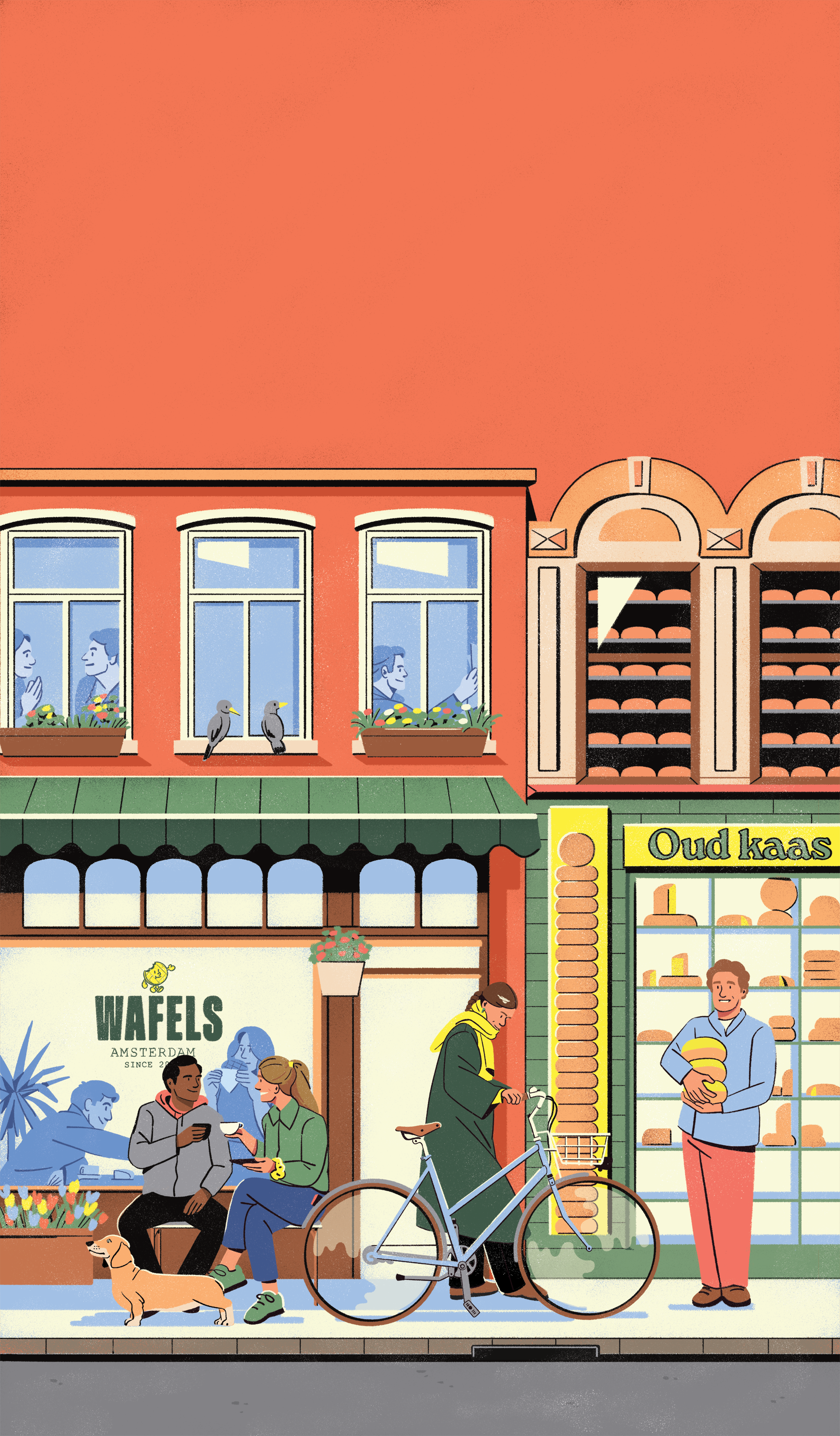 Hachette Guide Food EAT - AMSTERDAM ambiant amsterdam character design eat fagostudio food guide illustration people texture travel