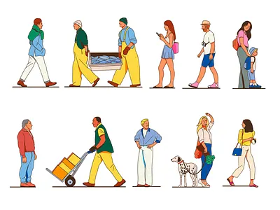 Food Hall Market ambiant character design fagostudio food hall market illustration people texture
