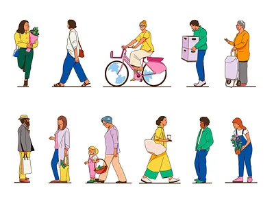Food Hall Market ambiant character design fagostudio food hall market illustration people texture