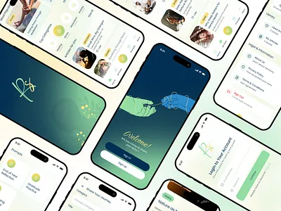 Rise & Share — A safe space for healing stories 💚 appdesign dribbble mentalhealthapp mobileui uiuxdesign wellnessdesign