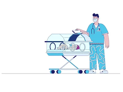 AI Newborn Health Tracking System ai animation 2d app baby brain character character animation character design character illustration doctor explainer hospital medical ai medical technology medical treatment motion graphics newborn saas tracking
