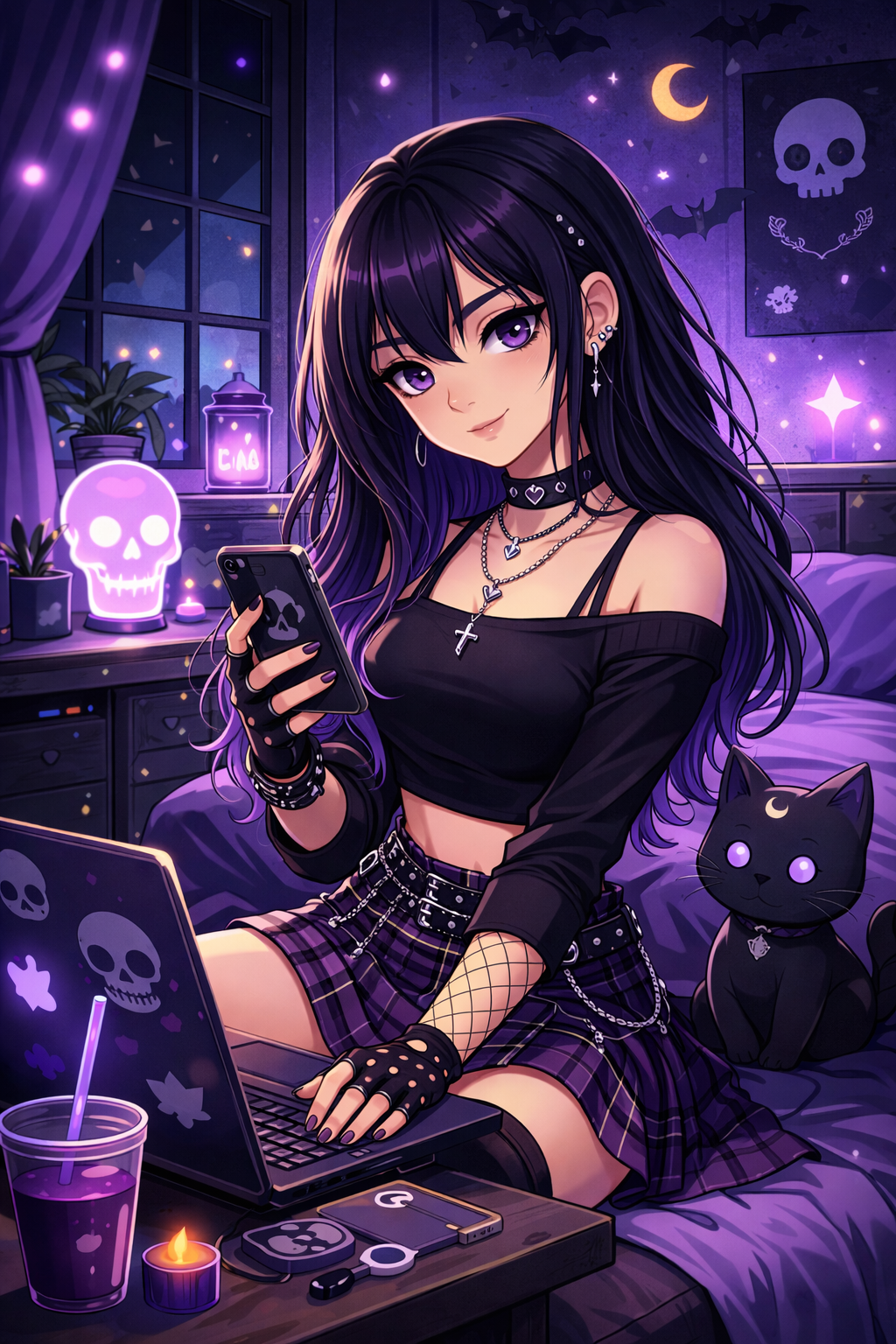 Goth Girl Night Mood art direction character illustration dark aesthetic dark art fantasy character gothic aesthetic illustration night mood visual storytelling
