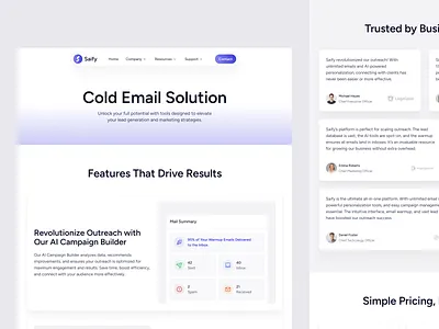 Saify — AI Marketing SaaS Website Design agency ai ai website business clean email landing page lead generation marketing marketing tool marketing website minimal saas saas website startup ui ux web design website website design