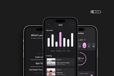 Fitness Tracker App app darkmode fitness presentation productdesign tracker ui uiux