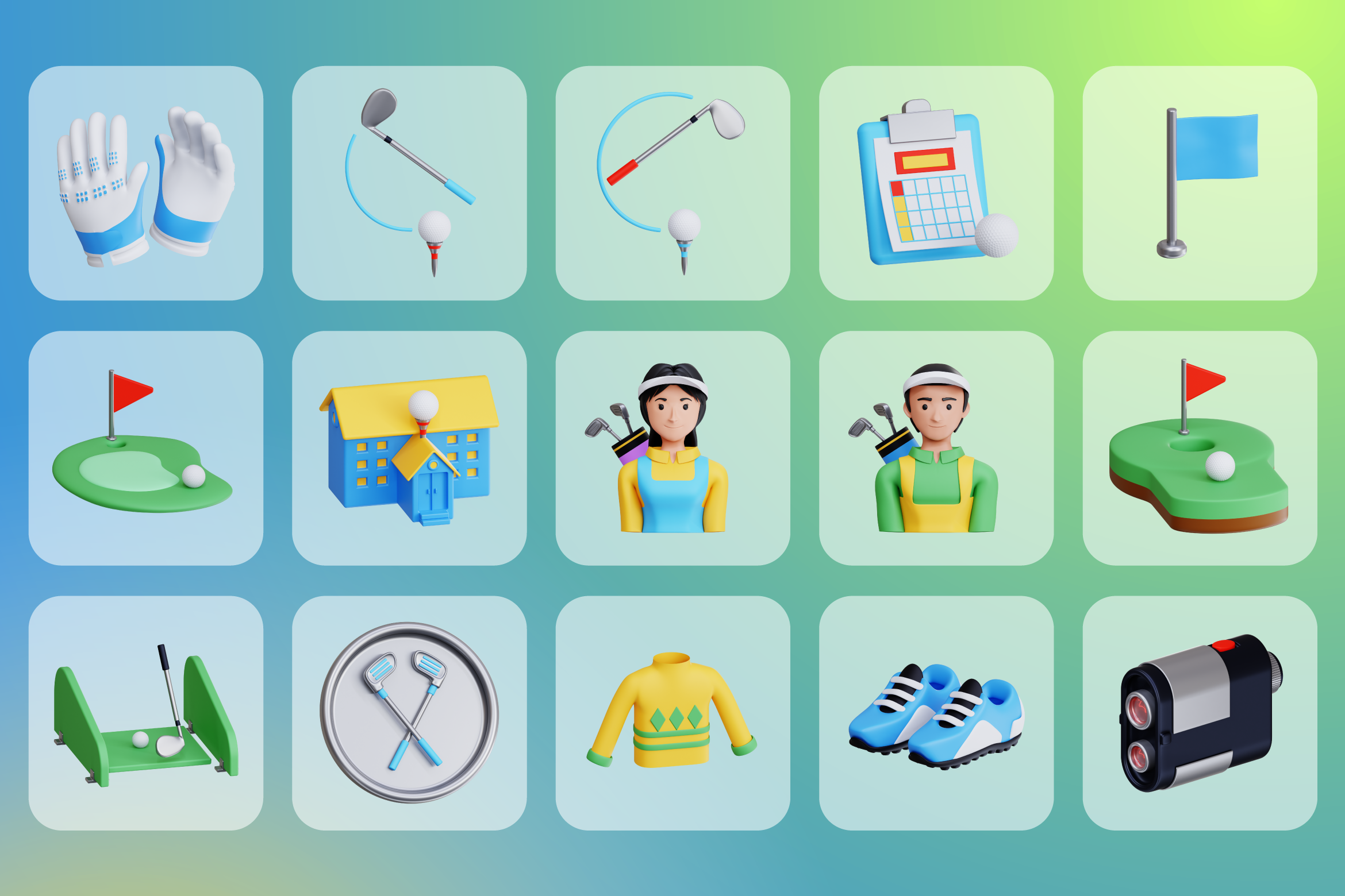 3D Golf Icons 3d branding design graphic design icon icons illustration ui ux vector