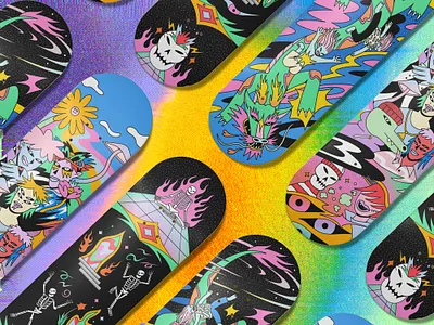 Skateboards Collection character design drawings graphic design illustration product design skate design skateboard
