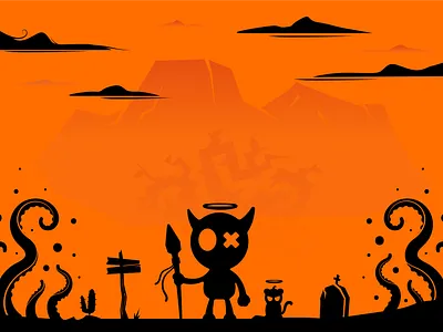 Badlands adobe illustrator afterlife black branding cat design graphic design grave hell illustration monster orange skull tentacles vector wacom