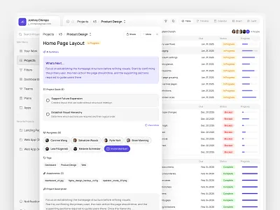 Project Management Dashboard admin app b2b clean ui dashboard enterprise interaction internal tool operations product design productivity project management reporting saas table task management ui uidesign ux webapp