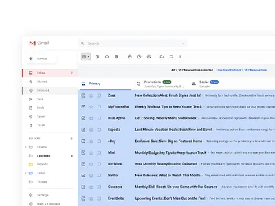 If gmail let us unsubscribe from all newsletter app design figma illustration login logo ui ui design website
