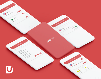 ASKME - Translator App app mockup app ui figma kit red color translator translator ui ui design