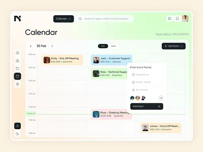 Neuva Call Calendar calendar call creative graphic design neuva ui uiux web website