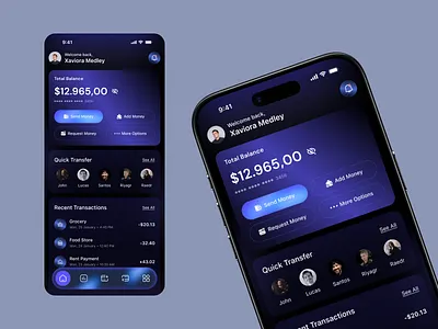 Dark Mode Fintech Wallet App – Clean & Modern Mobile UI app ui banking app dark mode ui dashboard ui financial app fintech app ios app design minimal ui mobile app design modern ui payment app ui design ux design wallet app