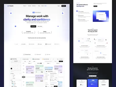 Task Management Landing Page calendar scheduling cansaas clean d design landing page minimalist modern design productivity tools project management landing page saas saas landing page task management landing page ui ui design ux ux design web app web design workflow management
