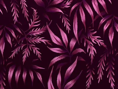 Fernleaf Aralia blue fabric fern foliage forest green illustration jungle leaf leaves painted palm pattern purple repeat surface design textile tropical wallpaper watercolor
