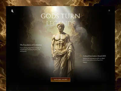 Mytholog - Storytelling Landing page culturaldesign designexploration digitalstorytelling graphic design greek greek myth history landingpage luxury modern mythology readingexperience storytelling website uiux visualdesign web web app web design web ui website