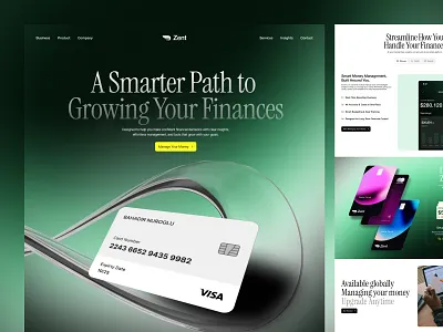 Zent - Financial Money Management Agency agency application banking capital card company design finance fintech framer investment landing money page platform ui venture webflow website
