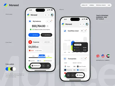 Moneed — Smart Personal Finance Mobile App UI 💳 app apps apps design b2b banking clean ui data finance finance app fintech ios iphone mobile mobile apps payment saas ui web app
