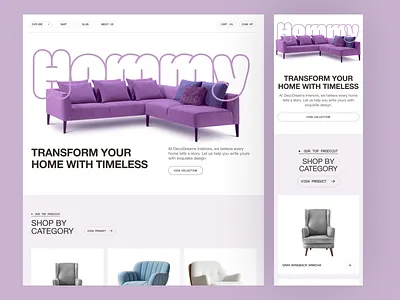 E-commerce website| Homey with responsive branding creative design e commerce ecommarch interior design minimal product ui ux web website
