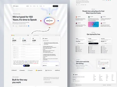 AI Voice Transcription Website Design ai landing page ai website design modern ui product speech to text tech ui ux design voice ai voice transcription web