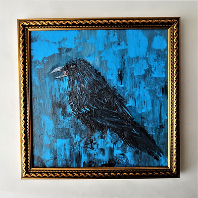Abstract raven painting acrylic painting bird art bird painting black bird crow painting impasto painting painting raven artwork raven painting