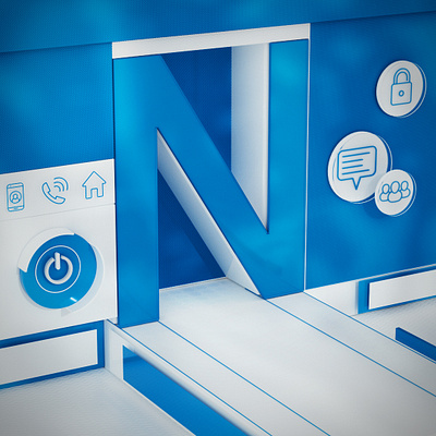 Letter /N/ #36daysoftypes 3d blue cinema 4d corporate icons interface letter promo render ui white