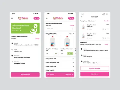 Mother’s Nutritional Center – Online Grocery App | E-commerce app design app ui concept e commerce app food delivery food delivery app food ordering app grocery healthy healthy food ios mobile mobile app product design product detail product page shopping app shopping cart ui concept ui ux visual design