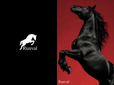 RUNVAL LOGO CONCEPT branddesign brandidentity branding brandingdesign creativedesign graphicdesign horselogo logo logodesign logomark luxurylogo minimalistlogo powerfullogo stallionlogo visualidentity
